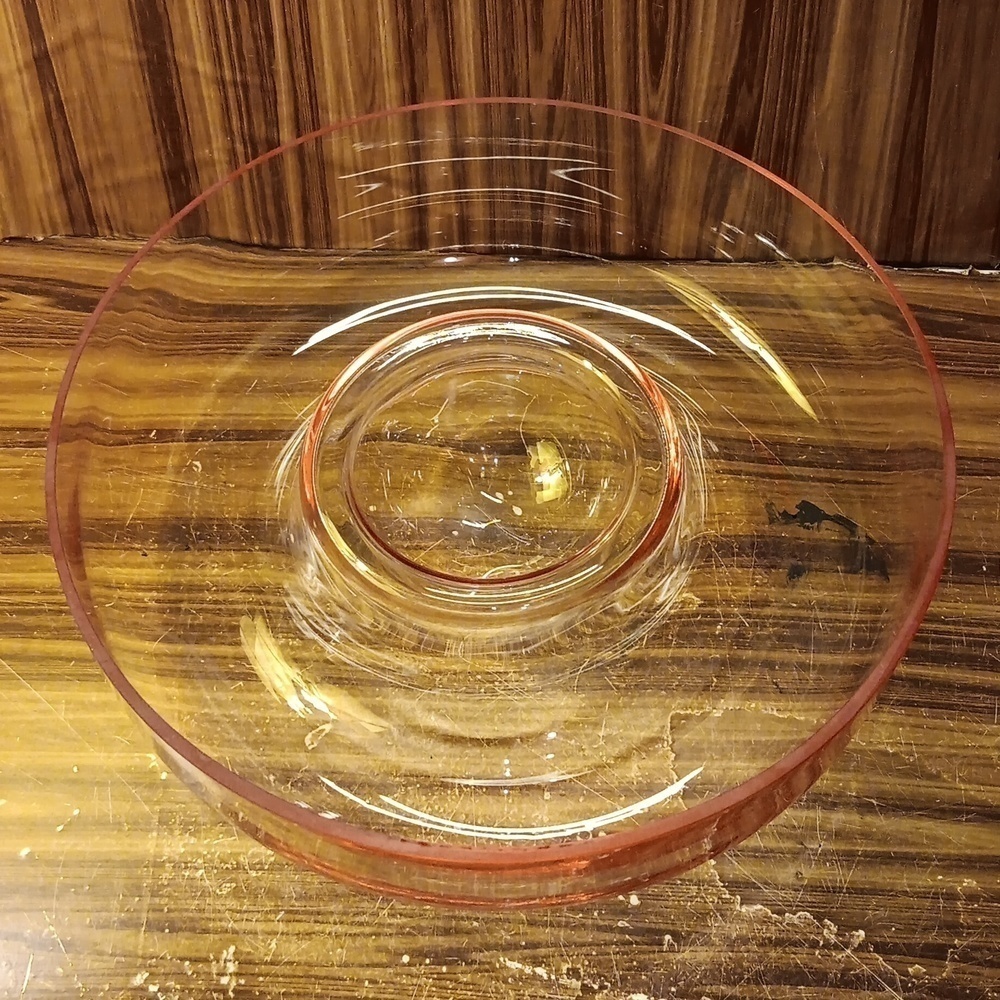 Vintage pink glass mcm chip n dip serving bowl